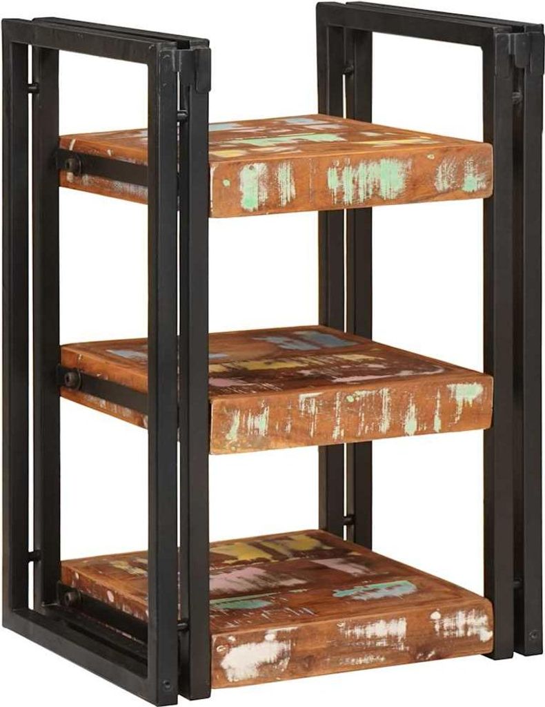 Nachttisch Braun und Schwarz 38 x 33 x 58 cm Massivholz Altholz