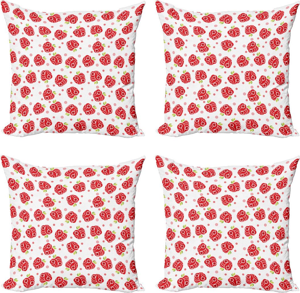 ABAKUHAUS Apfel Kissenbezug Set (4 Stück), Gebogene und punktierte Obst, Moderner Doppelseitiger Digitaldruck, 60 cm x 60 cm, Erröten rotes Apfel...