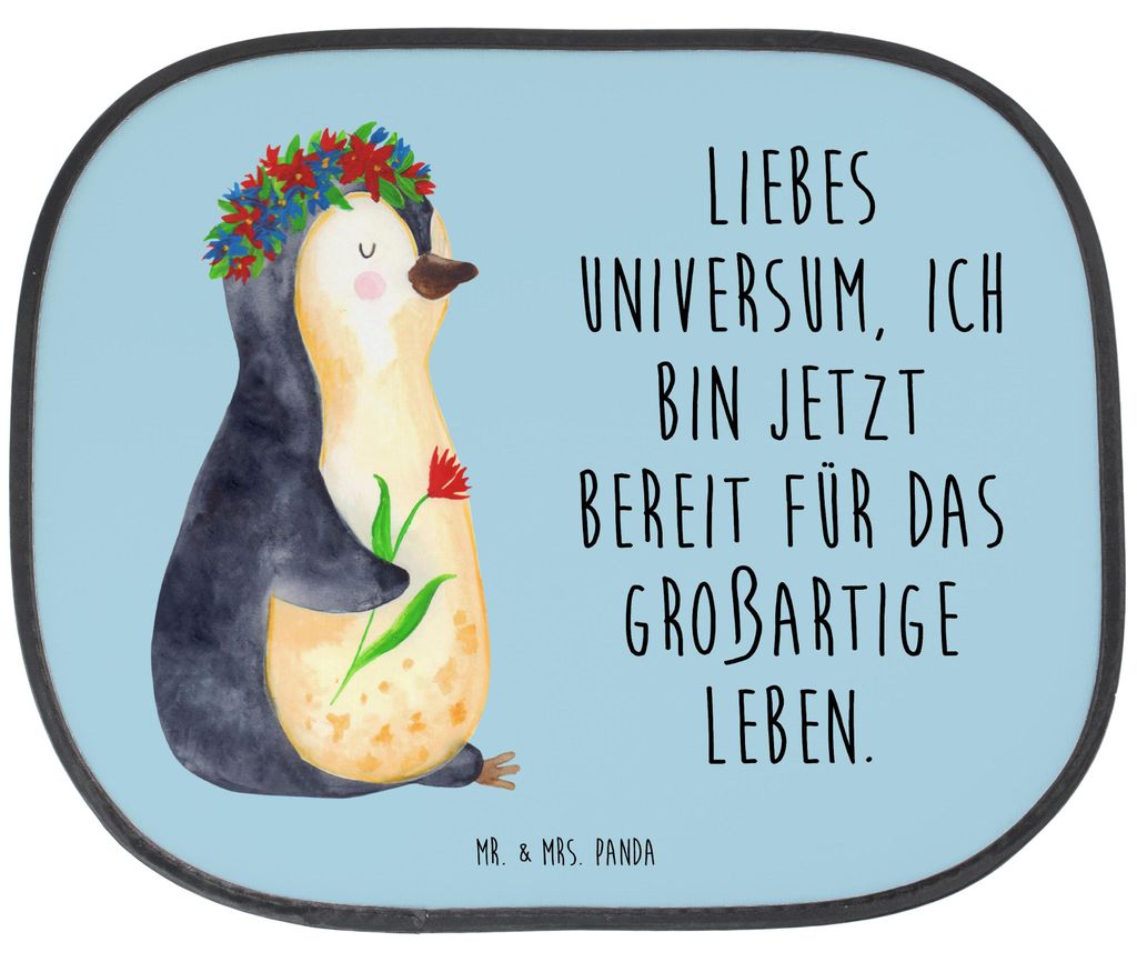 Mr. & Mrs. Panda kfz sonnenschutz Pinguin Blumen - Eisblau - Geschenk, Positiv, Wünsche, auto hitzeschutz, Liebeskummer, Scheibenschutz, Seitliche...