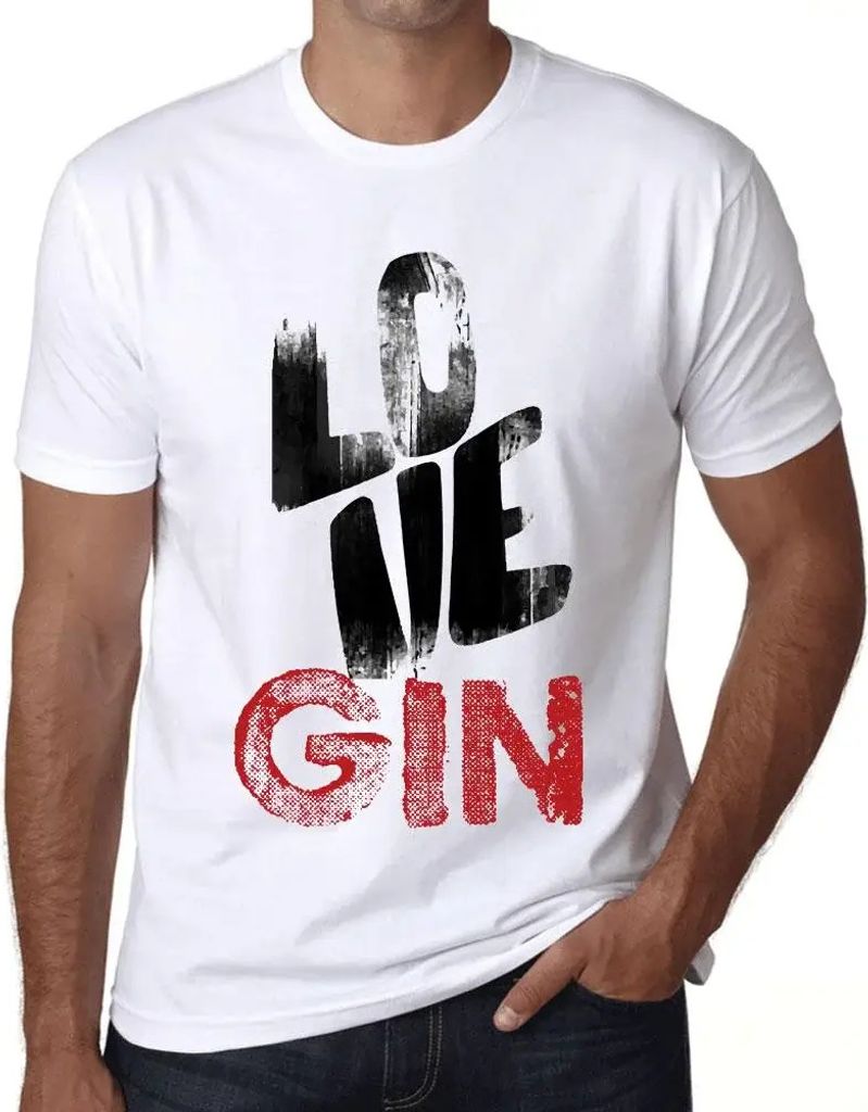 Herren Grafik T-Shirt Liebe Gin – Love Gin – Öko-Verantwortlich Vintage Jahrgang Kurzarm Lustige Druck Geburtstag Geschenk Mann