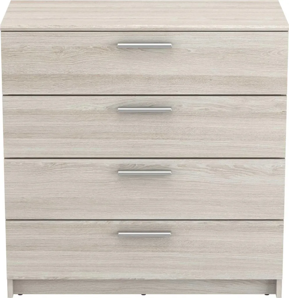 Commode Prya 4 tiroirs Chêne Shannon - Meuble de Rangement Élégant