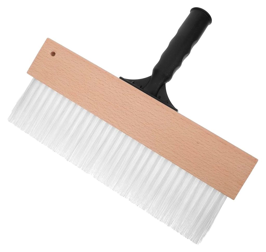 Tapetenpinsel mit Leinenstruktur 32 cm, abgewinkelter Holzgriff, Malpinsel für Wand, Stoff und Holz, langlebiger synthetischer Borstenpinsel für ...