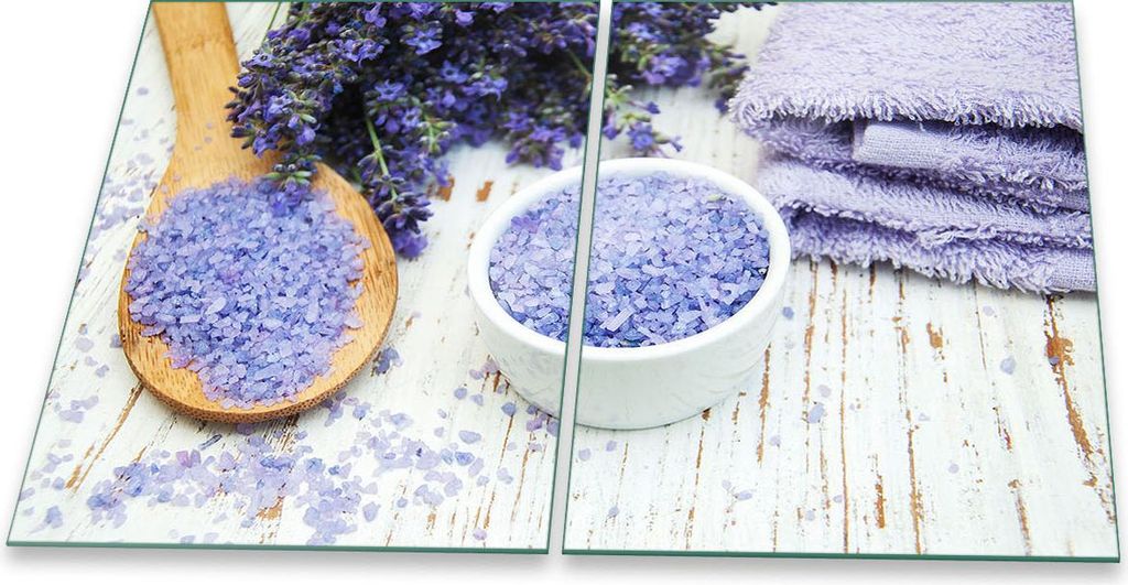 Herdabdeckplatte Glaskeramik 2-Teilig 2x40x52 Lavendel Blau Abdeckung Spritzschutz
