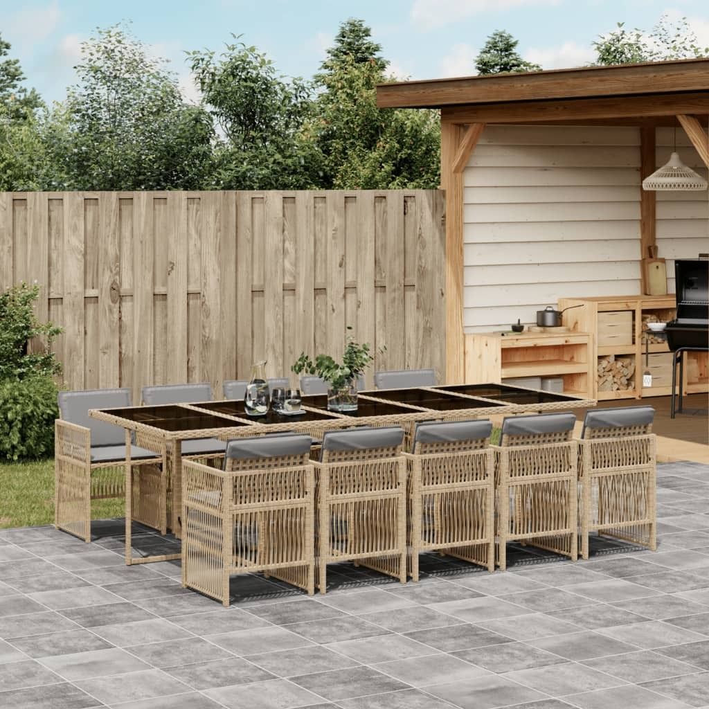 Best Möbel Gartenmöbel Set Balkonmöbel-Set 11-tlg. Garten-Essgruppe mit Kissen Grau Poly Rattan - Gartenmöbelgarnituren Cloris Neu7833151 5parcel