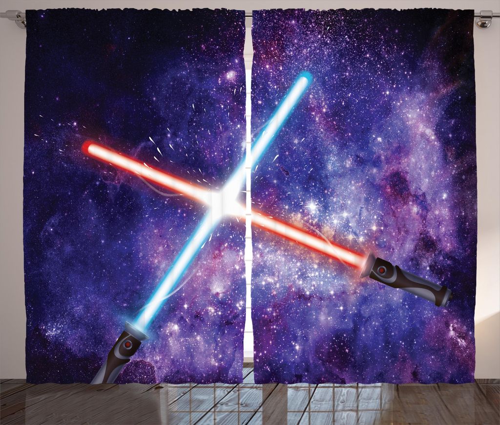 ABAKUHAUS Galaxis Rustikaler Gardine, Fantastisches Thema, Schlafzimmer Kräuselband Vorhang mit Schlaufen und Haken, 280 x 225 cm, Lila Schwarz un...