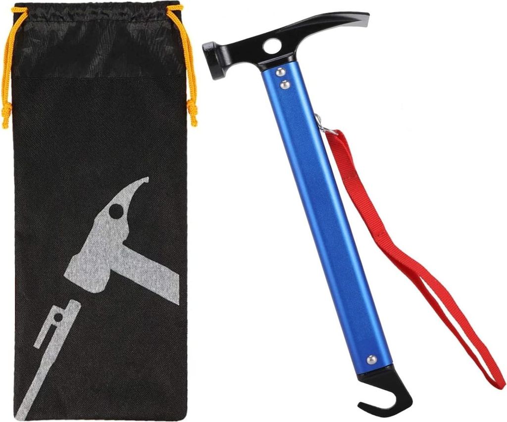 Multifunktionale Camping-Hammer mit Haken - 30 cm Aluminium Zelt-Hammer für Outdoor-Aktivitäten