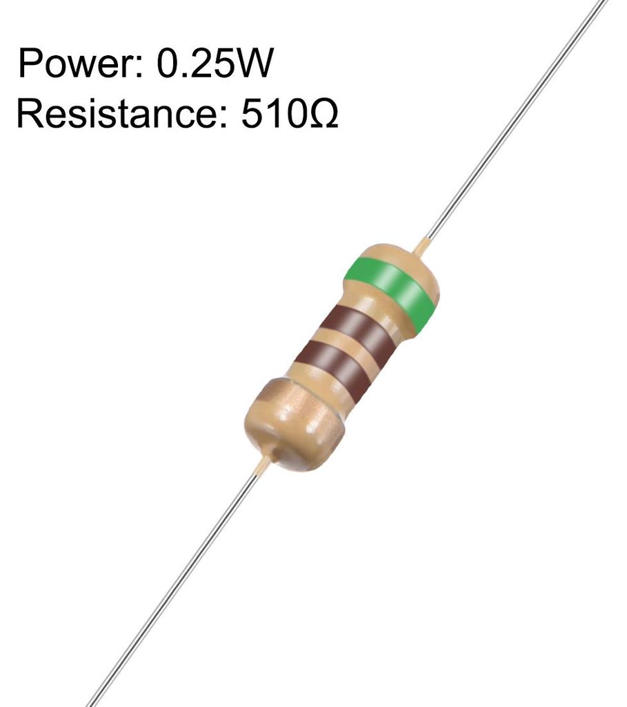 50pcs Axial Kohleschichtwiderst?nde 510 Ohm 0,25W 5% Toleranz 4 Farbeband DE de