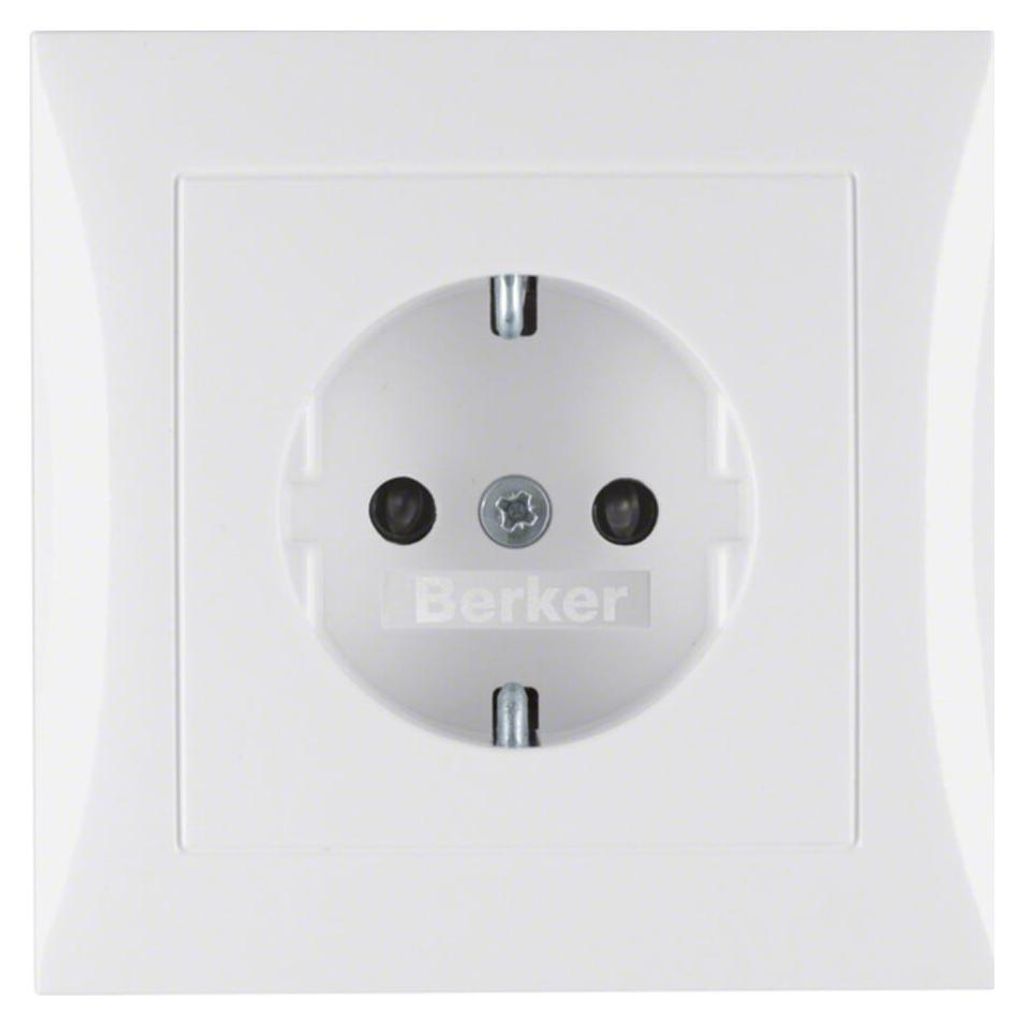Berker SCHUKO-Steckdose pws/gl mit Abdeckplatte 47228989