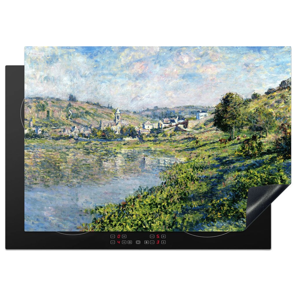 KitchenYeah Herdabdeckplatte Landschaft bei Vetheuil - Gemälde von Claude Monet , 75x52cm, Küche Deko, Glaskeramikkochfeld Herdabdeckung, Abdec...