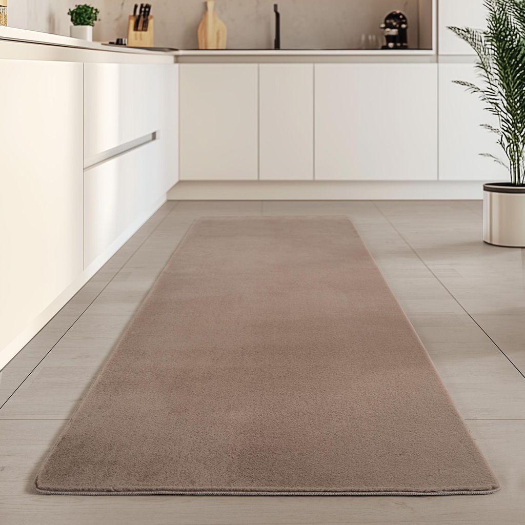 Carpetsale24 Waschbarer Kurzflor Teppich, rutschfest & weich, Modernes Einfarbig Design für Wohnzimmer, Schlafzimmer, Grösse: 80x250 cm