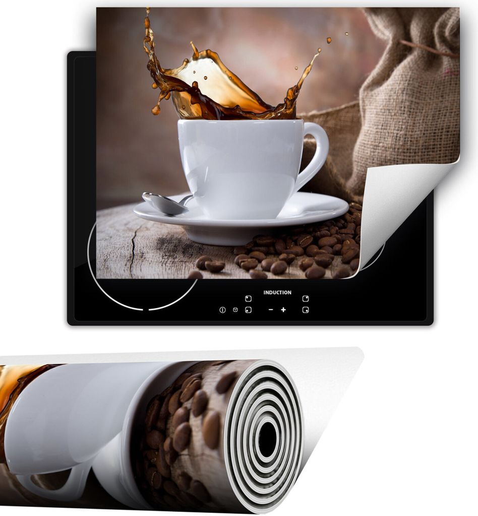 Herdabdeckplatte abdeckung Glaskeramikfeld abdeckplatte 80x52 cm Anti Rutsch Matte Aufrollbar, Kaffee Bronze