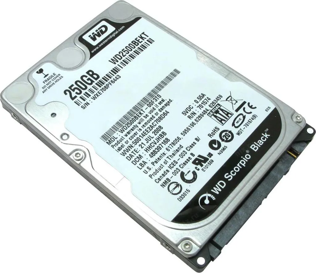 Hard Disk WD Scorpio Black 250GB WD2500BEKT 7.2K SATA Notebook