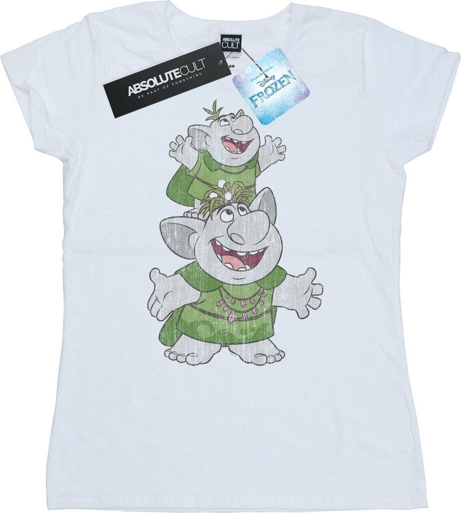 Disney - "Frozen Handstacking Trolls" T-Shirt für Damen BI21992 (XL) (Weiß)