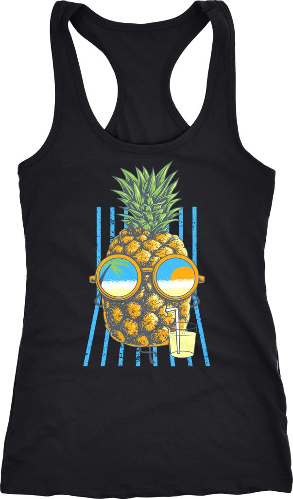Damen Tank-Top chilling Ananas Racerback Neverless schwarz S