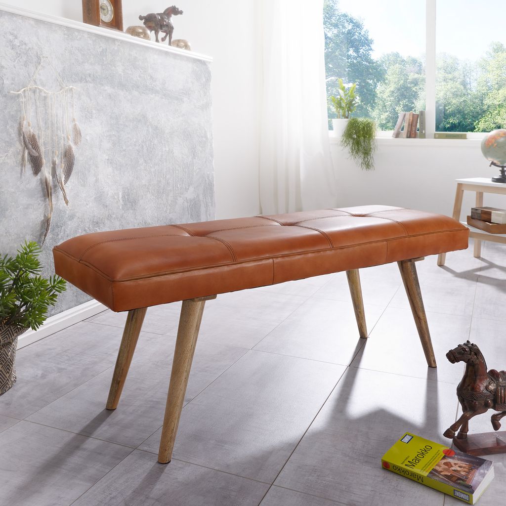 Z kozej kože  salim / lavica z masívneho dreva 117x51x38 cm Obrázok produktu 1