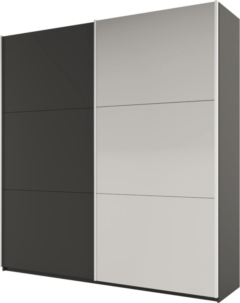 Schwebetürenschrank Katania 225, 2 Türen Kleiderschrank mit 1 Spiegel, Moderne Garderobe, Schrank in Größe: 225 x 244 x 65 cm