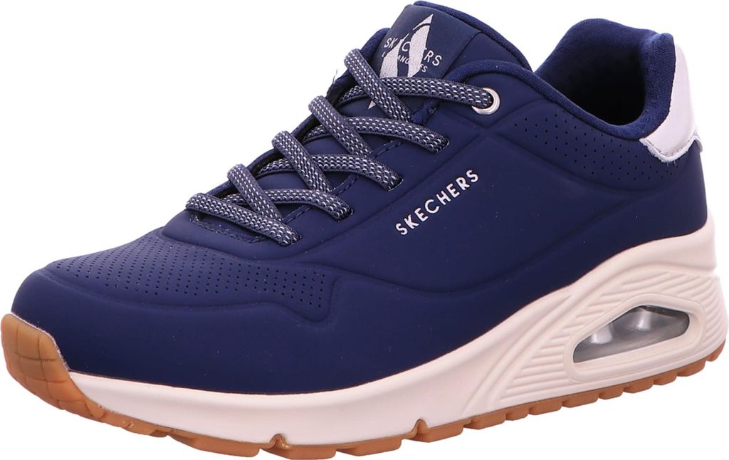 Skechers Damen-Sneaker-Slipper UNO SHIMMER AWAY Blau-Weiß, Farbe:blau, EU Größe:42