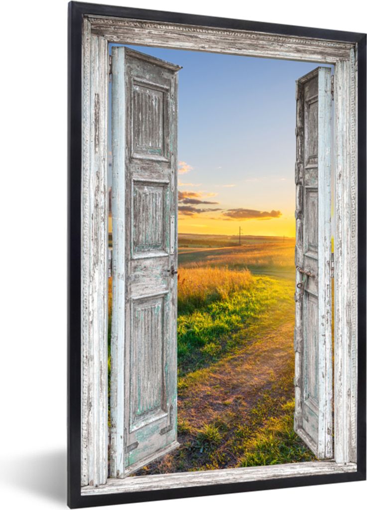 MuchoWow Gerahmtes Poster Aussicht - Landschaft - Landschaft - Sonne 40x60 cm - Poster mit Schwarzem Bilderrahmen Wandposter Rahmen Foto Bilder -...