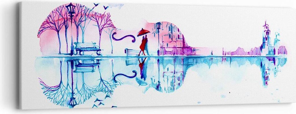 Bild auf Leinwand - Leinwandbild - Violine Walk regen Aktivitäten - 90x30cm - Wand Bild - Wanddeko - Leinwanddruck - Bilder - Kunstdruck - Wanddek...