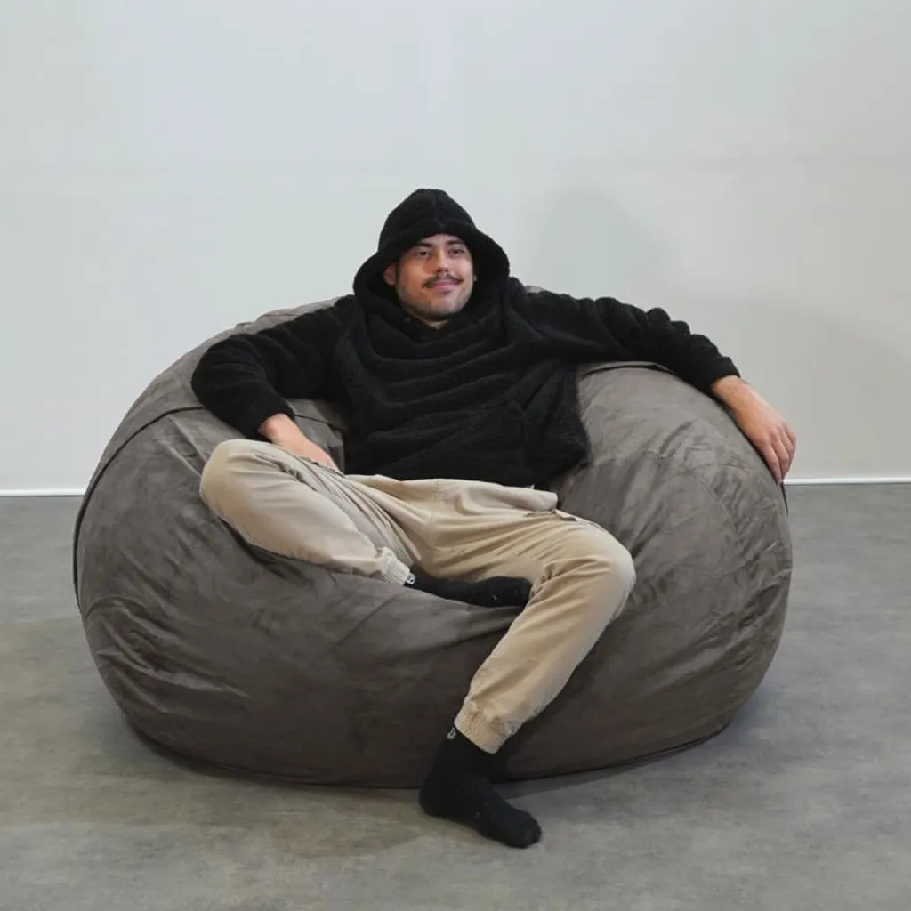 Pouf géant 140 cm déhoussable gris : fini les assises inconfortables