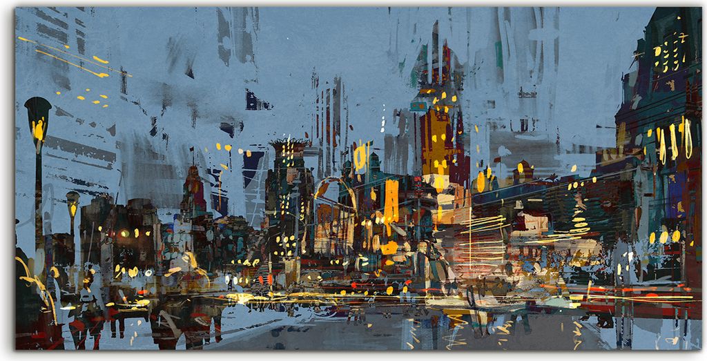 Coloray Acrylbild 120x60 Wandbild Acrylbilder Stadt modern dunkel Nacht Stadtbild