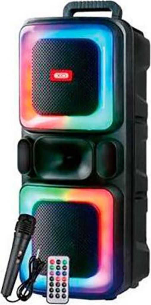 Xo f55 karaoke speaker - bluetooth 5.0 - 20w - tws function - rgb illumination - microphone with cable included - bluetooth, fm, usb and microsd - ...