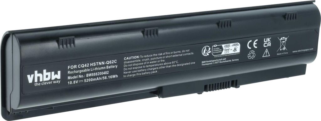 vhbw Akku Ersatz für HP Compaq 586007-541, 586006-361, 586006-321, 593562-001, 593554-001, 593553-001 für Notebook (5200 mAh, 10,8 V, Li-Ion)