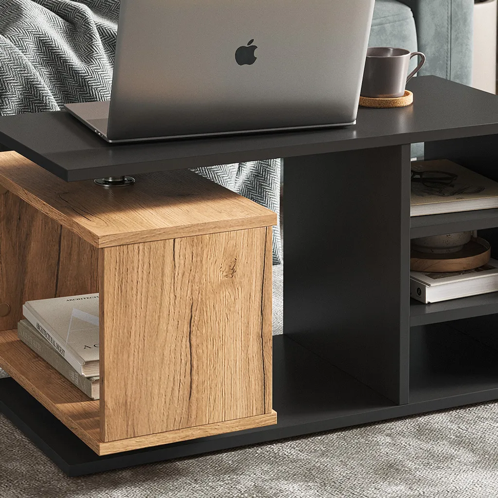 Table basse noire 88x35cm Vicco Rafi robuste avec finition premium - 5