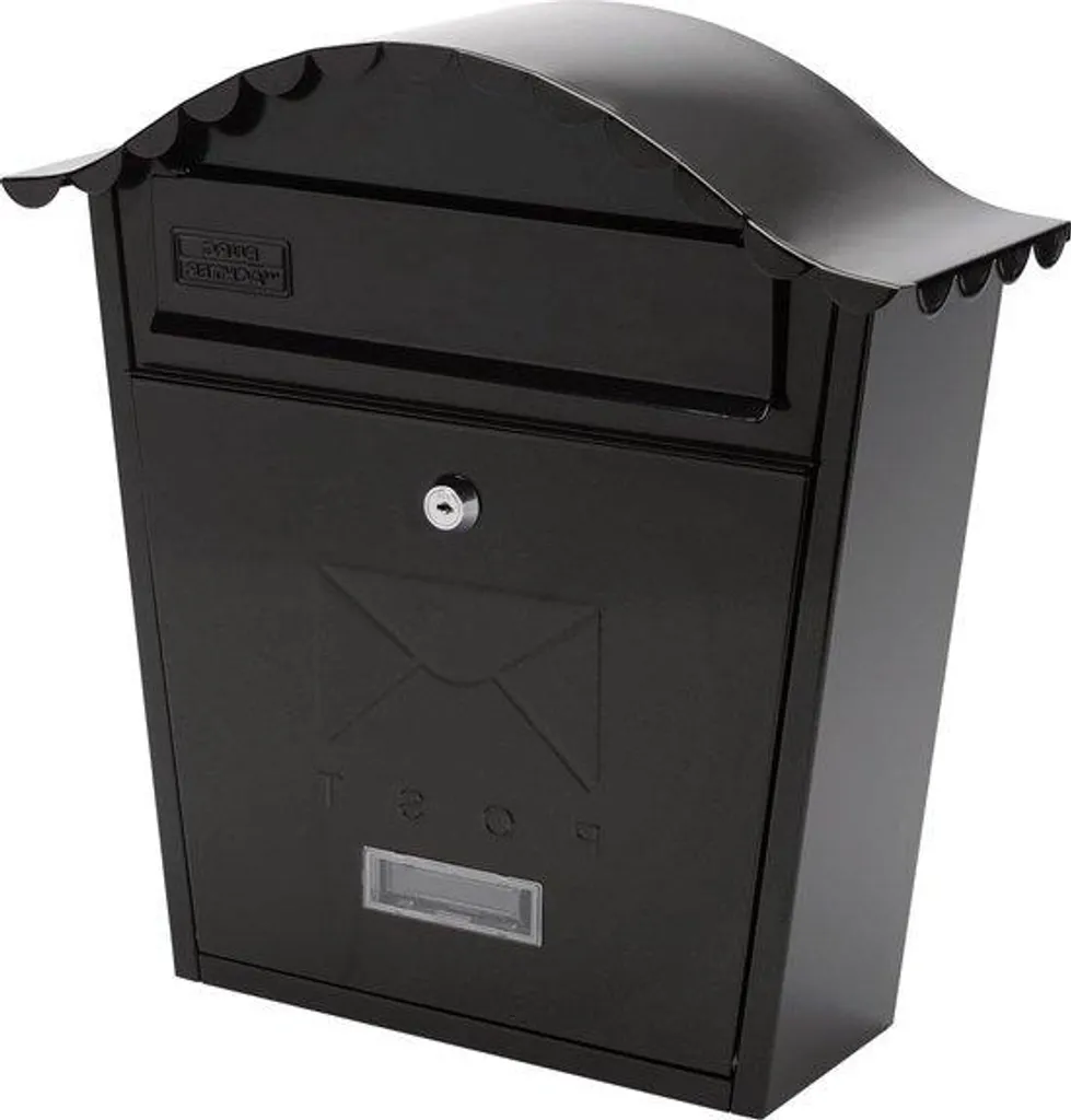 Boîte aux lettres noire design B100 en acier poudré pour entrée de maison