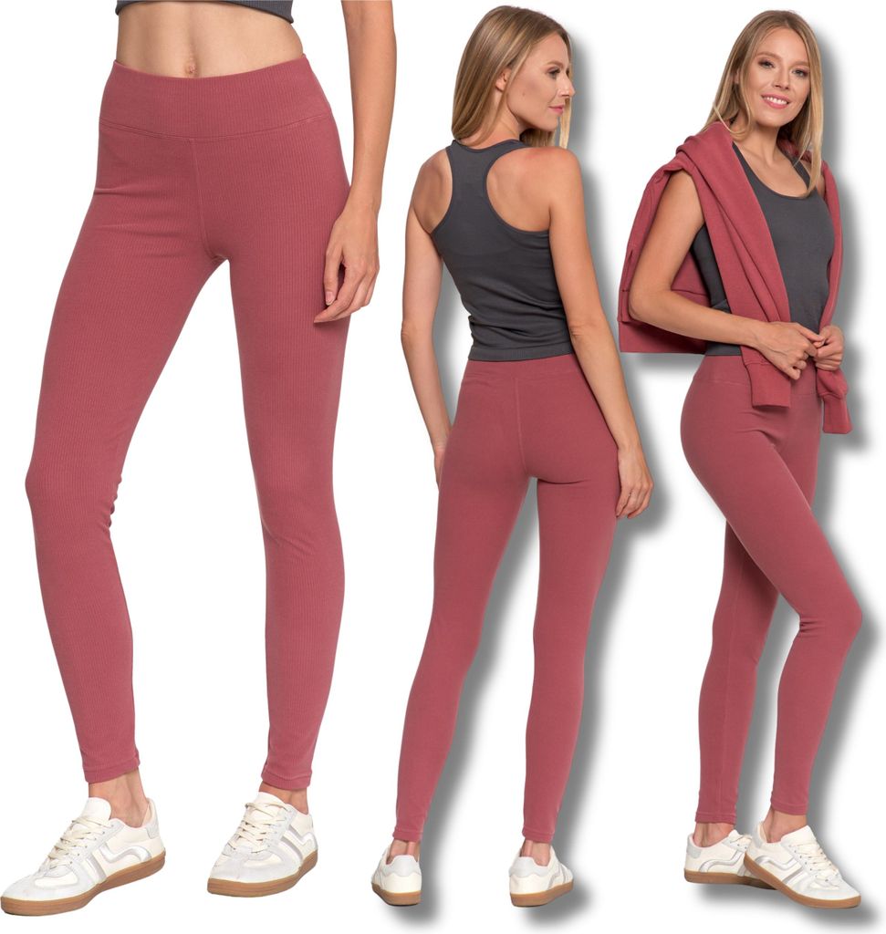 Gerippte Damen-Leggings Mit Hoher Taille Und Breitem Bund Moraj L/Xl
