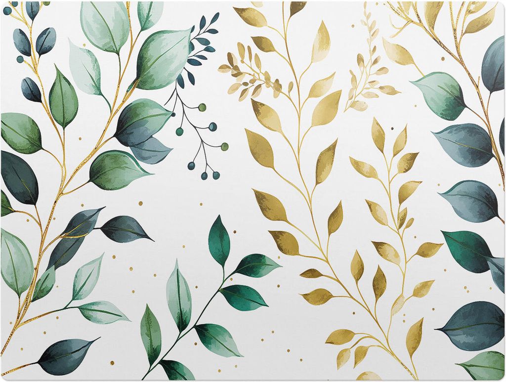 Blätter und Zweige – Bodenschutzmatte – Stuhlunterlage 120x90 cm – Rutschfest – Hartbodenmatte