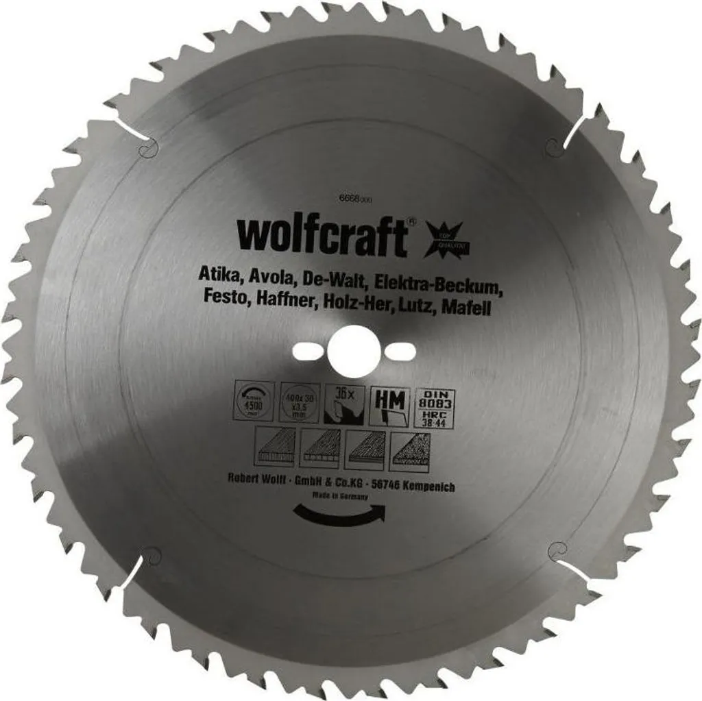 Lame de scie circulaire Wolfcraft 400x30 mm Z36 série 6668000 Pro
