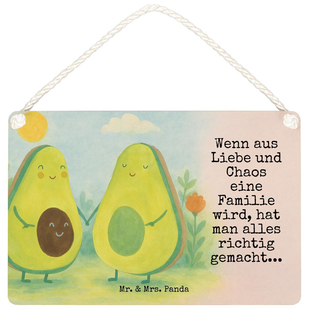 Mr. & Mrs. Panda Holzschild Avocado Pärchen Design DIN A6 - Weiß - Geschenk, holzbild, Geburt, Kinder, Hochzeit, Familie, Liebe, wandtafel, Wandb...