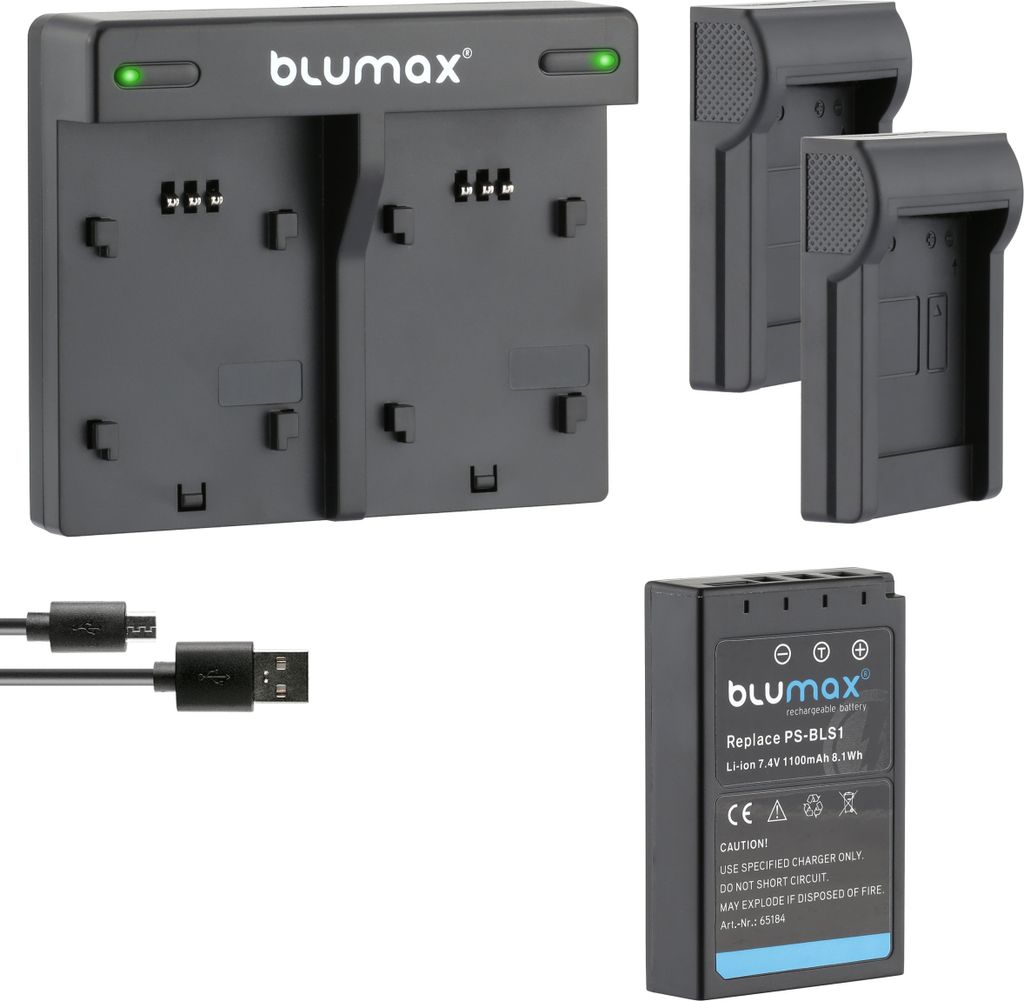 1x Akku + Lader für Olympus BLS1 D-SLR E410 E450 E620 1100 mAh