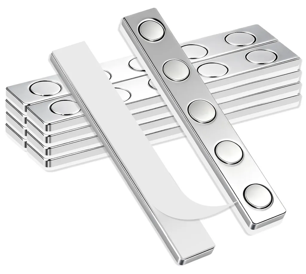 20 Aimants Néodyme Adhésifs 68x10x2 mm avec Bande Magnétique Ultra Puissants