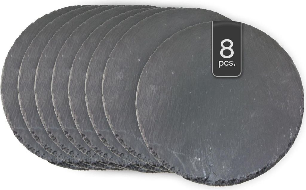 Schieferplatten - Ø 30 cm - Anthrazit - Schiefer - Unikat - 8er Set