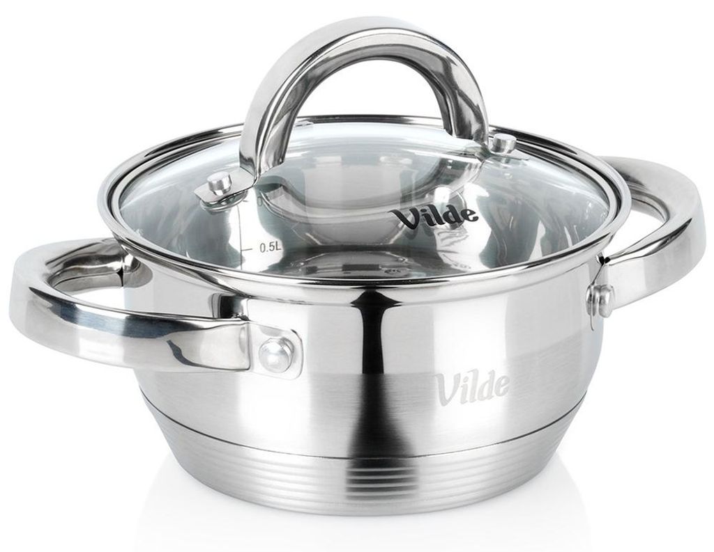 Vilde | Kochtopf Induktion 1 L mit Glasdeckel - Edelstahl - Spülmaschinenfest - Ø 14 cm - INOXCELLENT