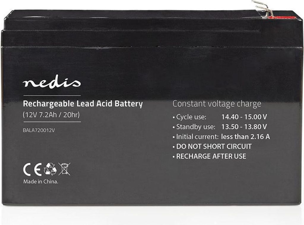 Nedis Wiederaufladbare Blei-Säure-Batterie - Bleisäure - Wiederaufladbar - 12 V - 7200 mAh