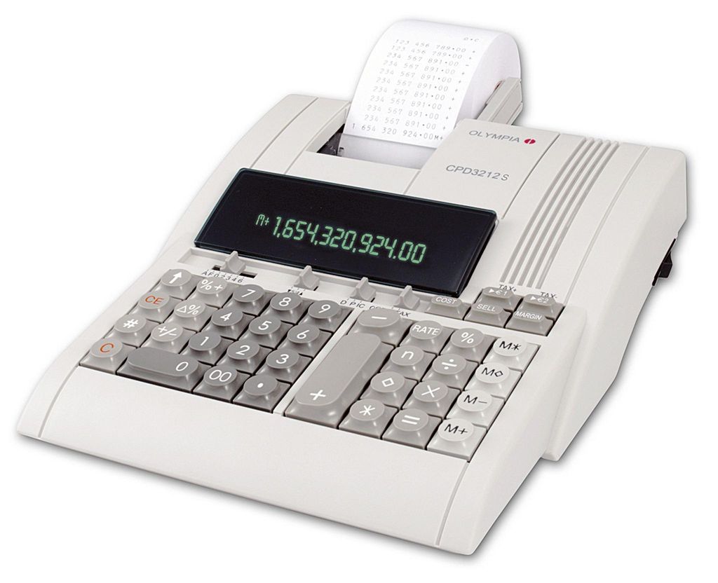 OLYMPIA Druckender Tischrechner CPD-3212S lichtgrau 12-stelliges Display