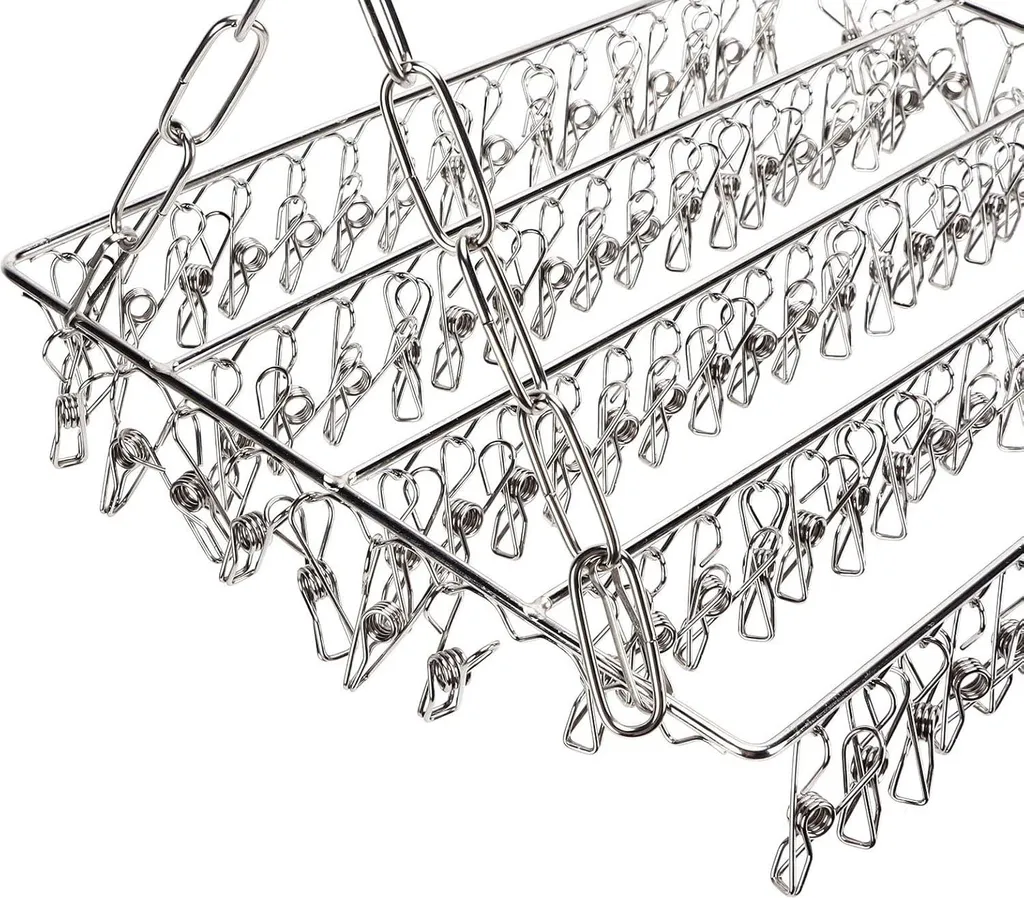 Étendoir à chaussettes multifonctionnel Inox avec 100 pinces intégrées