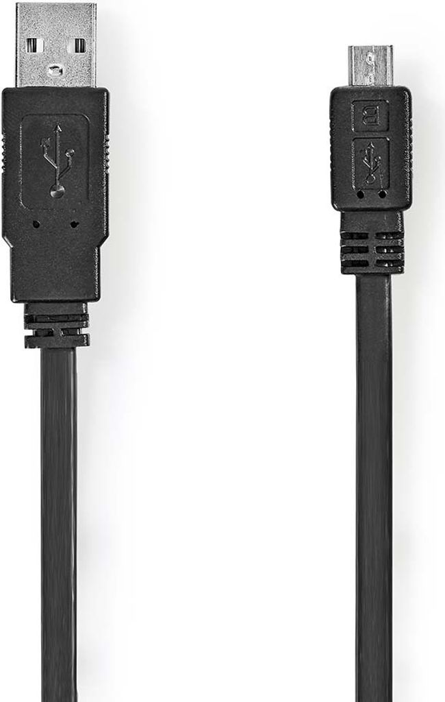 Nedis USB-Kabel - USB 2.0 - USB-A Stecker - USB Micro-B Stecker - 480 Mbps - Vernickelt - 1.00 m - Flach - PVC - Schwarz - Umschlag