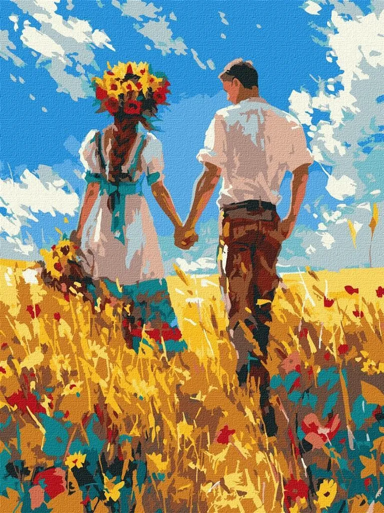 Activité détente Peinture par numéros Promenade des amoureux 30x40cm