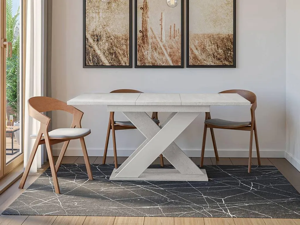 Table extensible Tosca Design Bicolore Gris Blanc modulable 4-6 convives