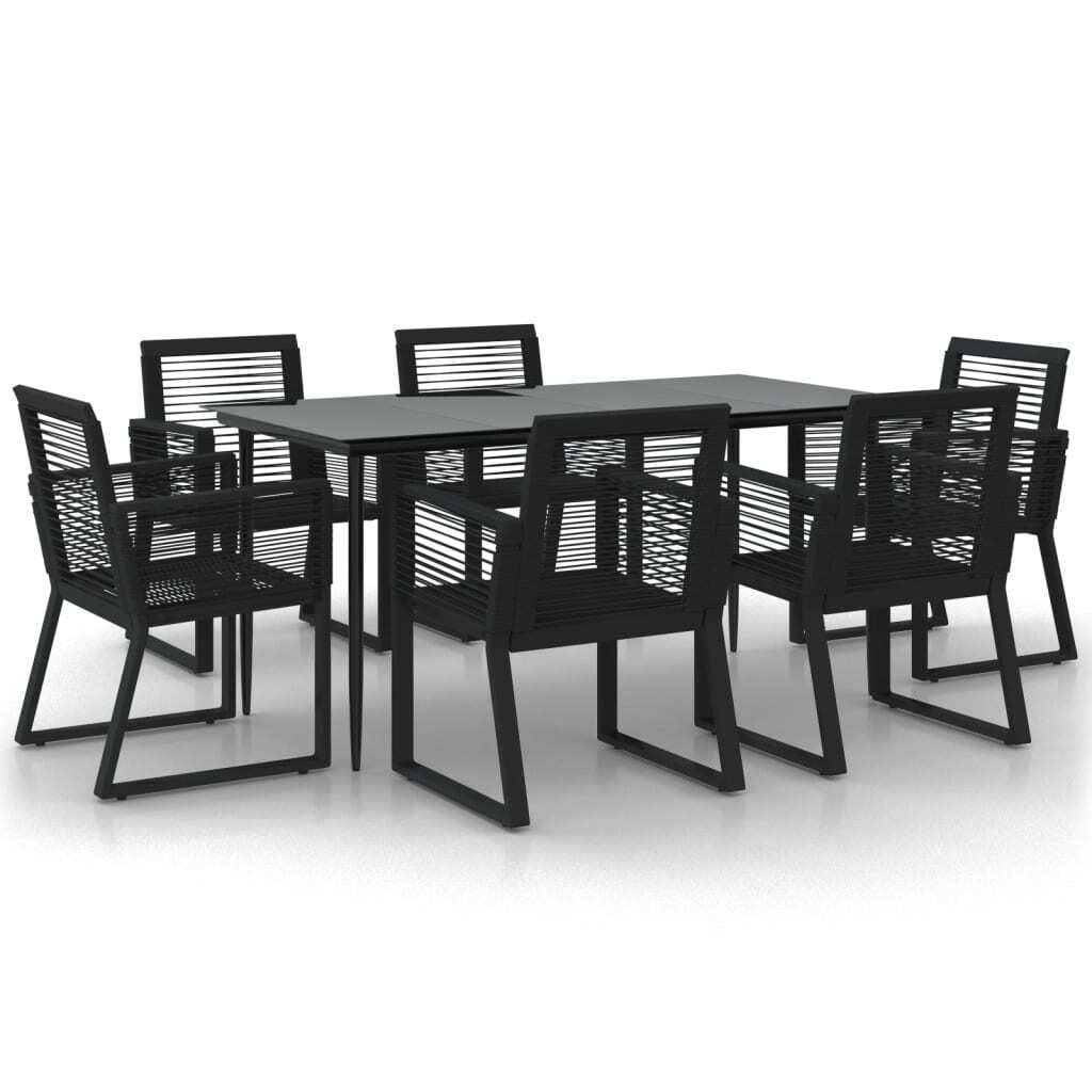 vidaXL 7-tlg. Garten-Essgruppe Schwarz PVC-Rattan Produktbild 