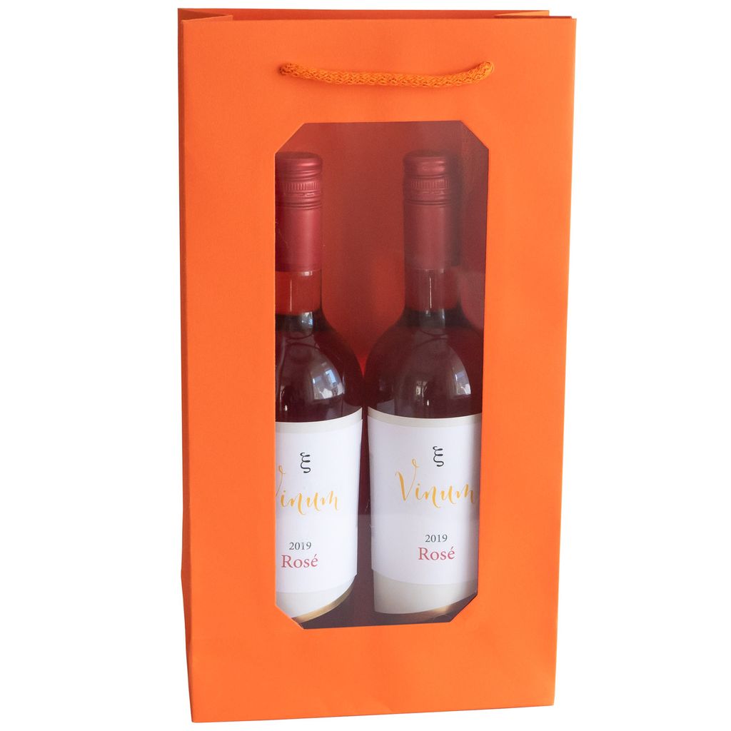 10 x PresentFill® Flaschentasche 2er Geschenktüte mit Produktbild 