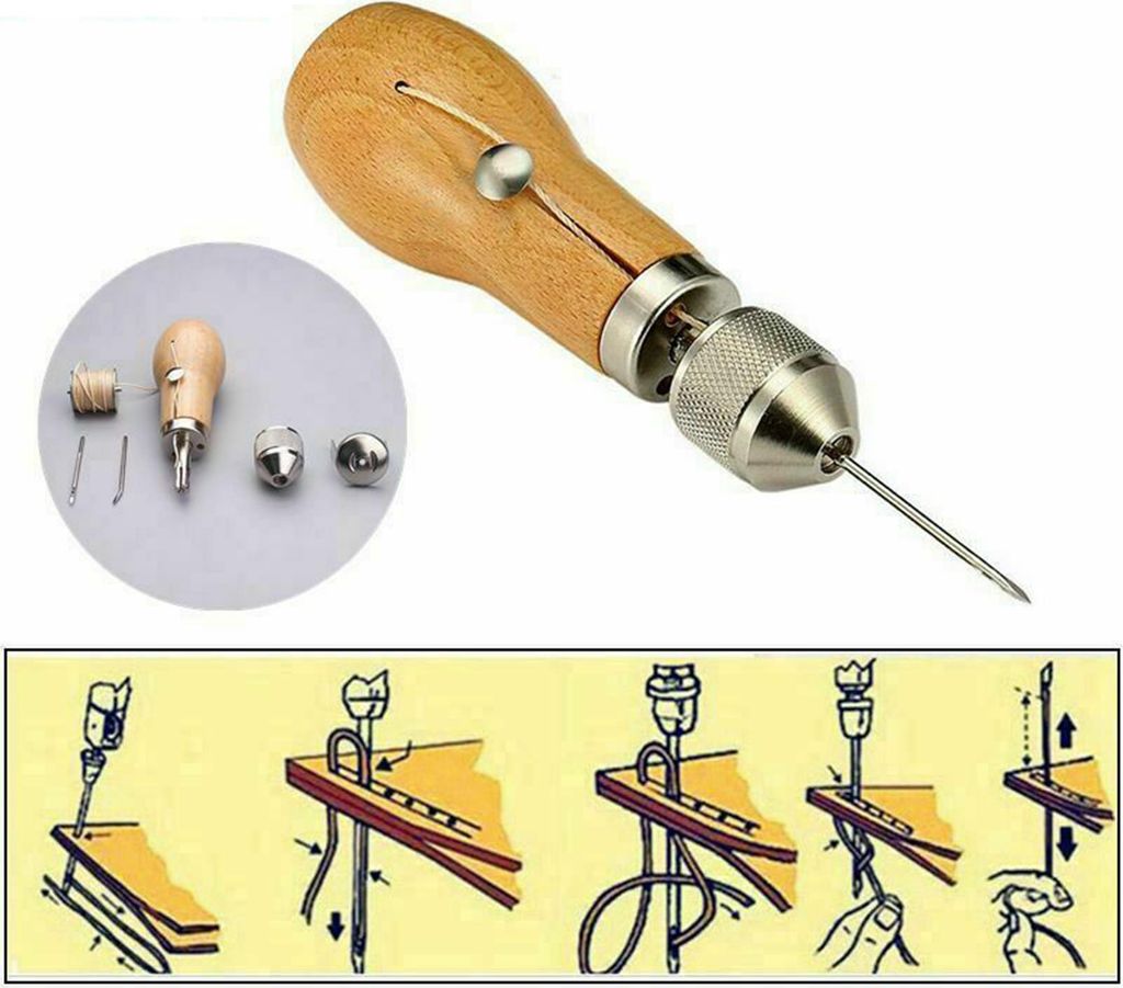 Professionelles Leder-Nähwerkzeug-Set, Nähwerkzeug, Nadeln, gewachster Faden, DIY-Reparatur
