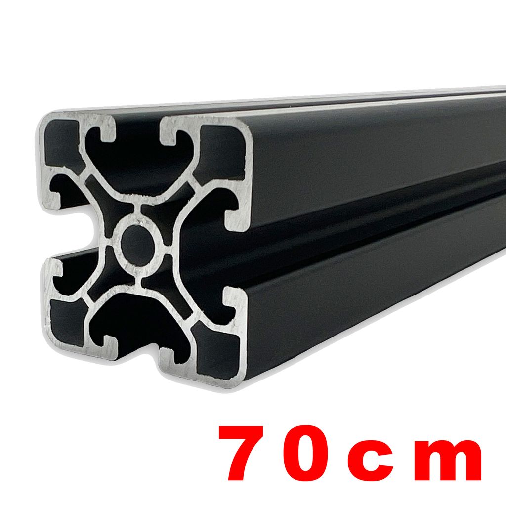 Alu Nutenprofil 40x40 mm Nut 8 Länge 700 mm schwarz eloxiert E6/C35 - ultraleicht Alu Nut Aluminium Profil Nutprofil Alunut - 70 cm