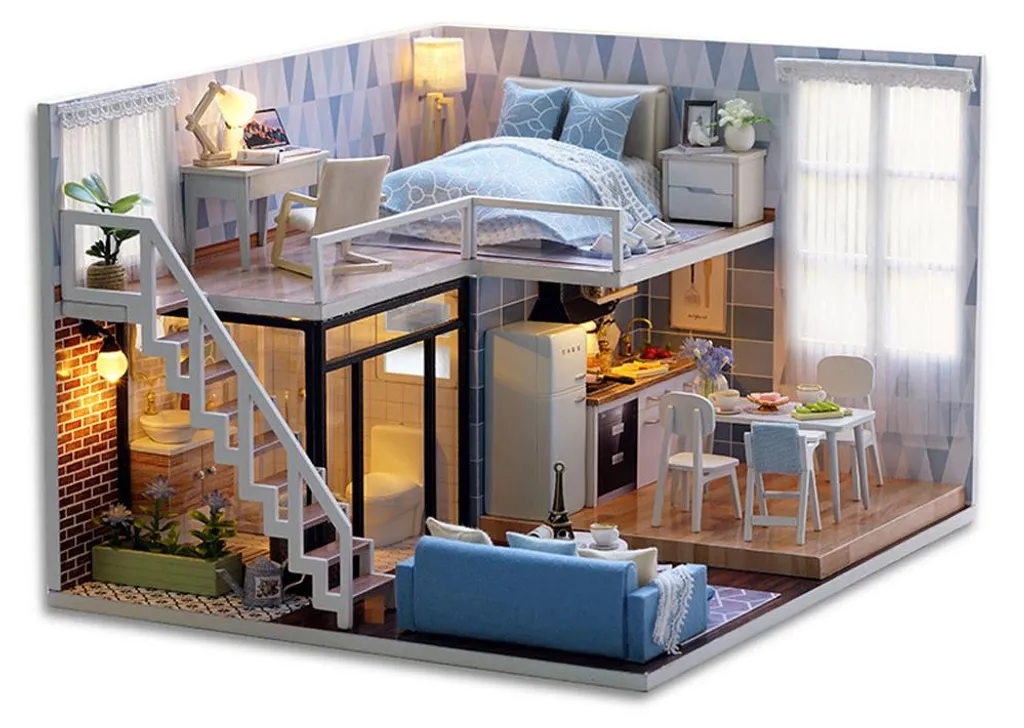 Kit de Construction Maison de Poupées DIY en Bois - Modèle Rose 3D - 2