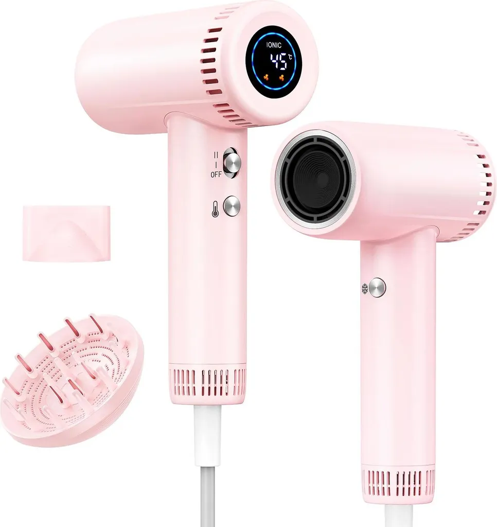 Sèche-cheveux Ionique Grande Vitesse Rose - Soin et Brillance Intense