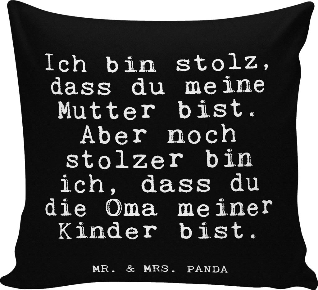 Mr. & Mrs. Panda Sofakissen Ich bin stolz, dass... - Schwarz - Geschenk, kuschelkissen 40x40, Glizer Spruch Sprüche Weisheiten Zitate Lustig Weish...